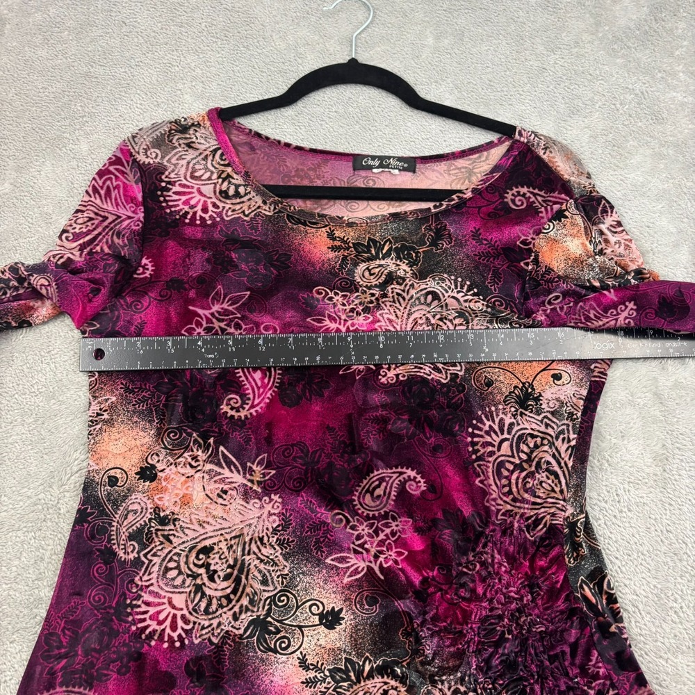 VTG Only Nine Womens Ruched Velvet Burnout Blouse PL Multicolor‎ Y2K Whimsigoth - Picture 9 of 15